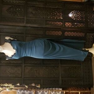 Lace-trim high-slit slip dress Anthropologie SzSm